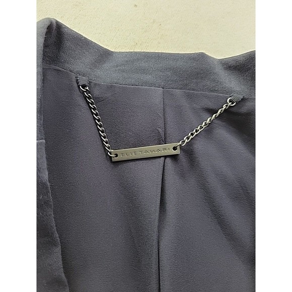 Elie Tahari Women's 8 Navy Blazer Stretch Linen Viscose Blend Tailored Classic - Picture 5 of 11